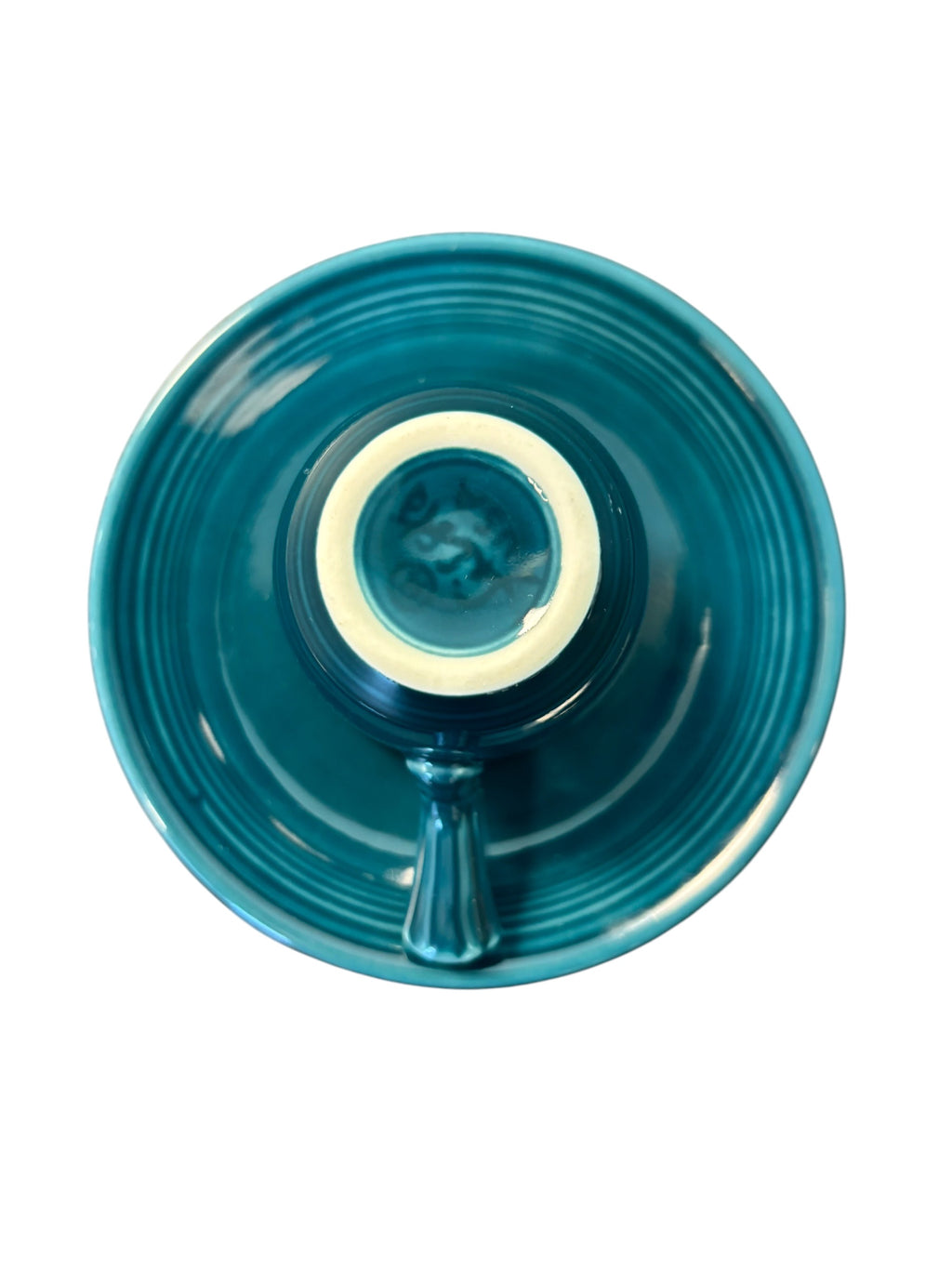 This is a Fiesta Fiestaware After Dinner AD Stick Handled Demitasse Demi Cup and Saucer Set in Juniper. lead-free, Post 1986, Retired Color Retired Shape Perfect for Espresso
