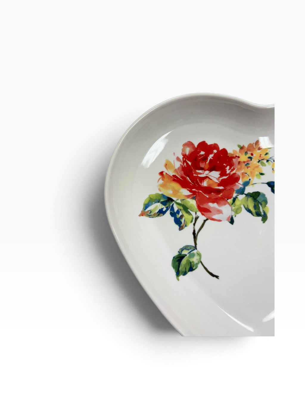 Fiesta White Floral Bouquet Heart Plate Heart Shaped Plate 9"