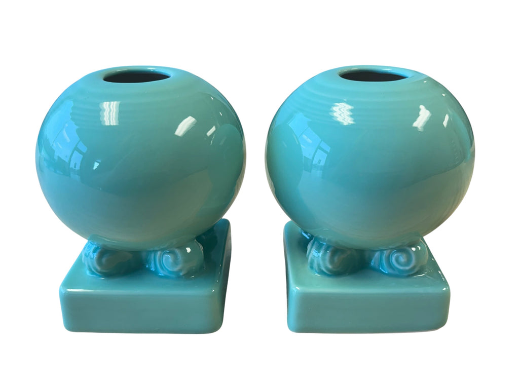 Fiesta Sea Mist Round Bulb Candle Holder Pair
