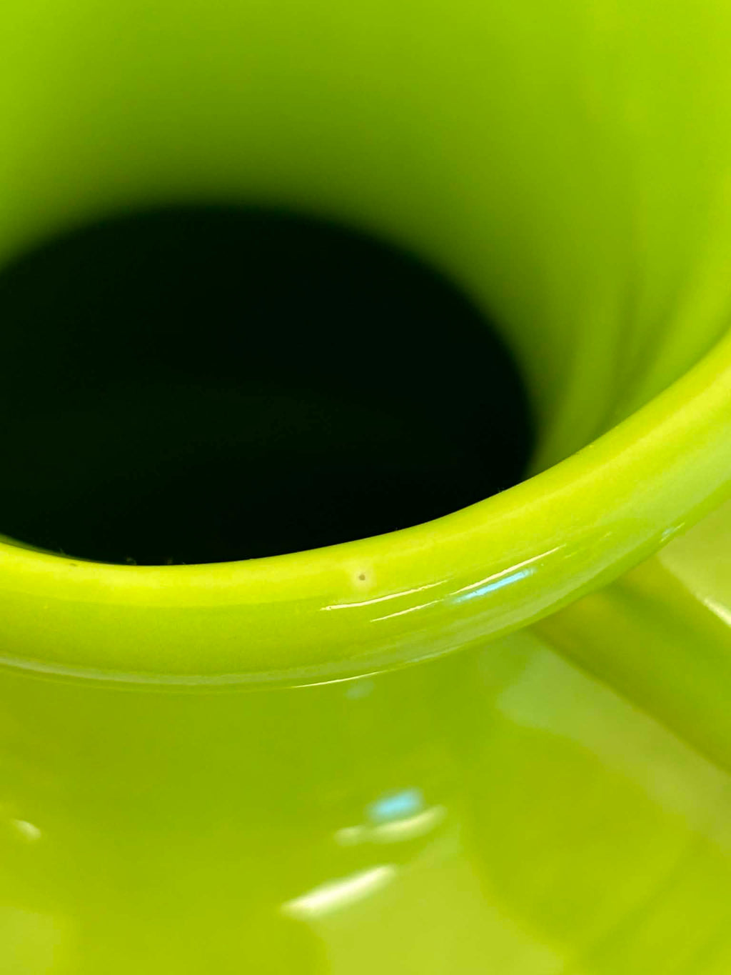 This is a Fiesta Fiestware small 60 Ounce Carafe in chartreuse. Lead-free Post 1986 Retired color retired shape
