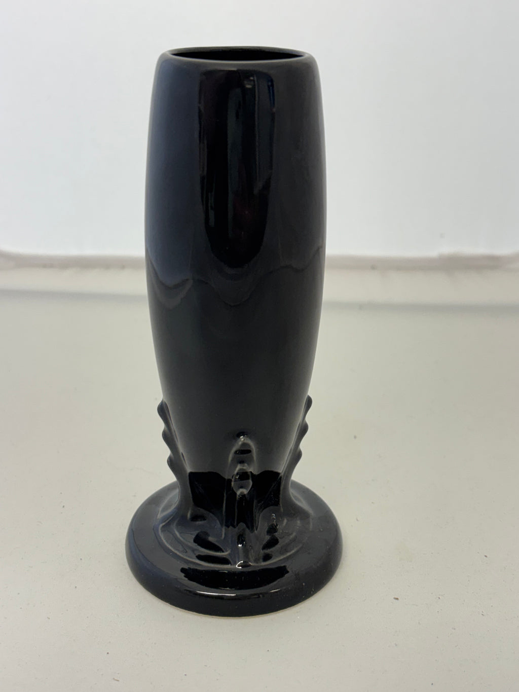 This is a Fiesta Fiestaware Bud vase in Black. lead-free, Post 1986, vase Retired Color

