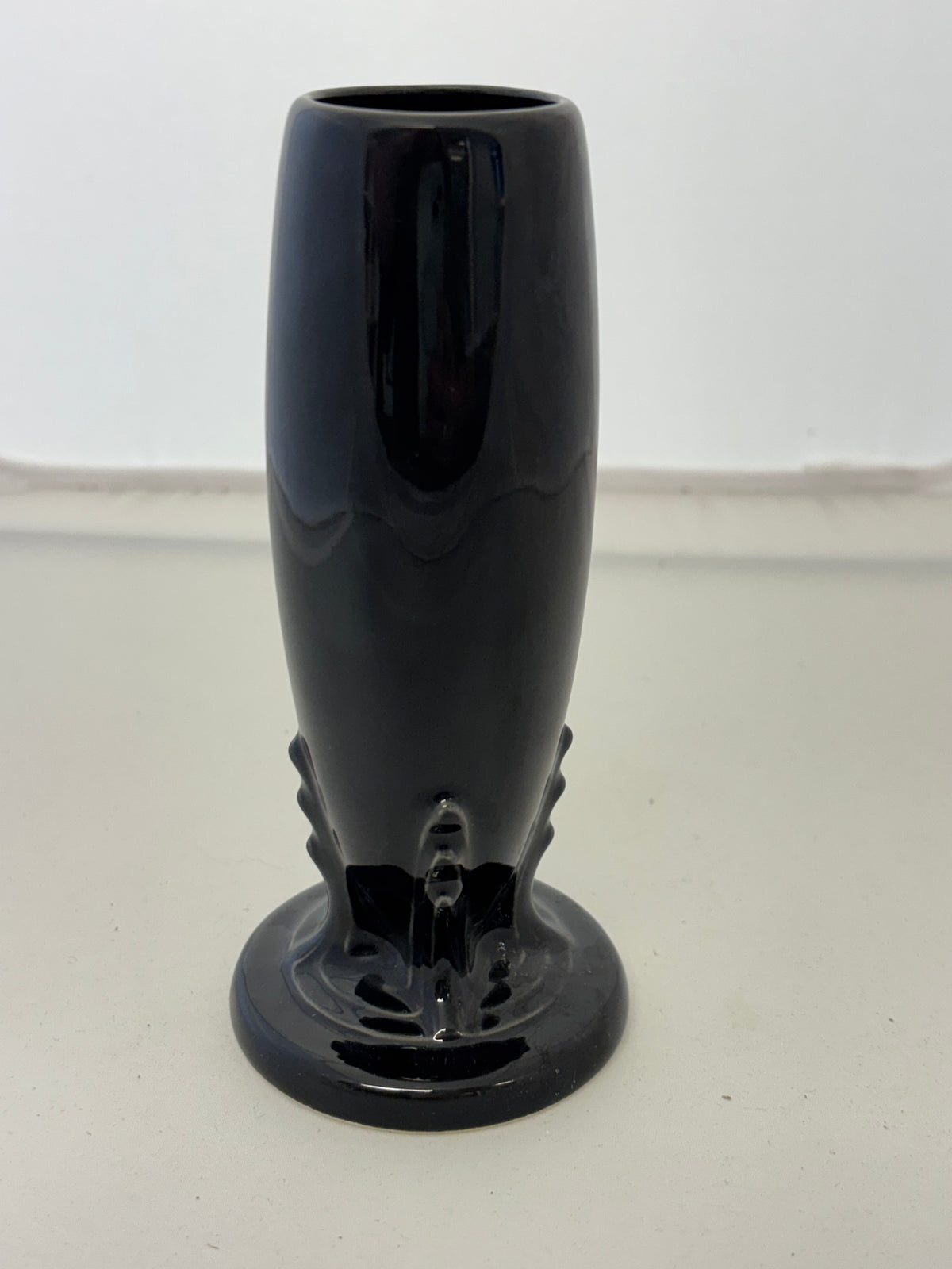 This is a Fiesta Fiestaware Bud vase in Black. lead-free, Post 1986, vase Retired Color
