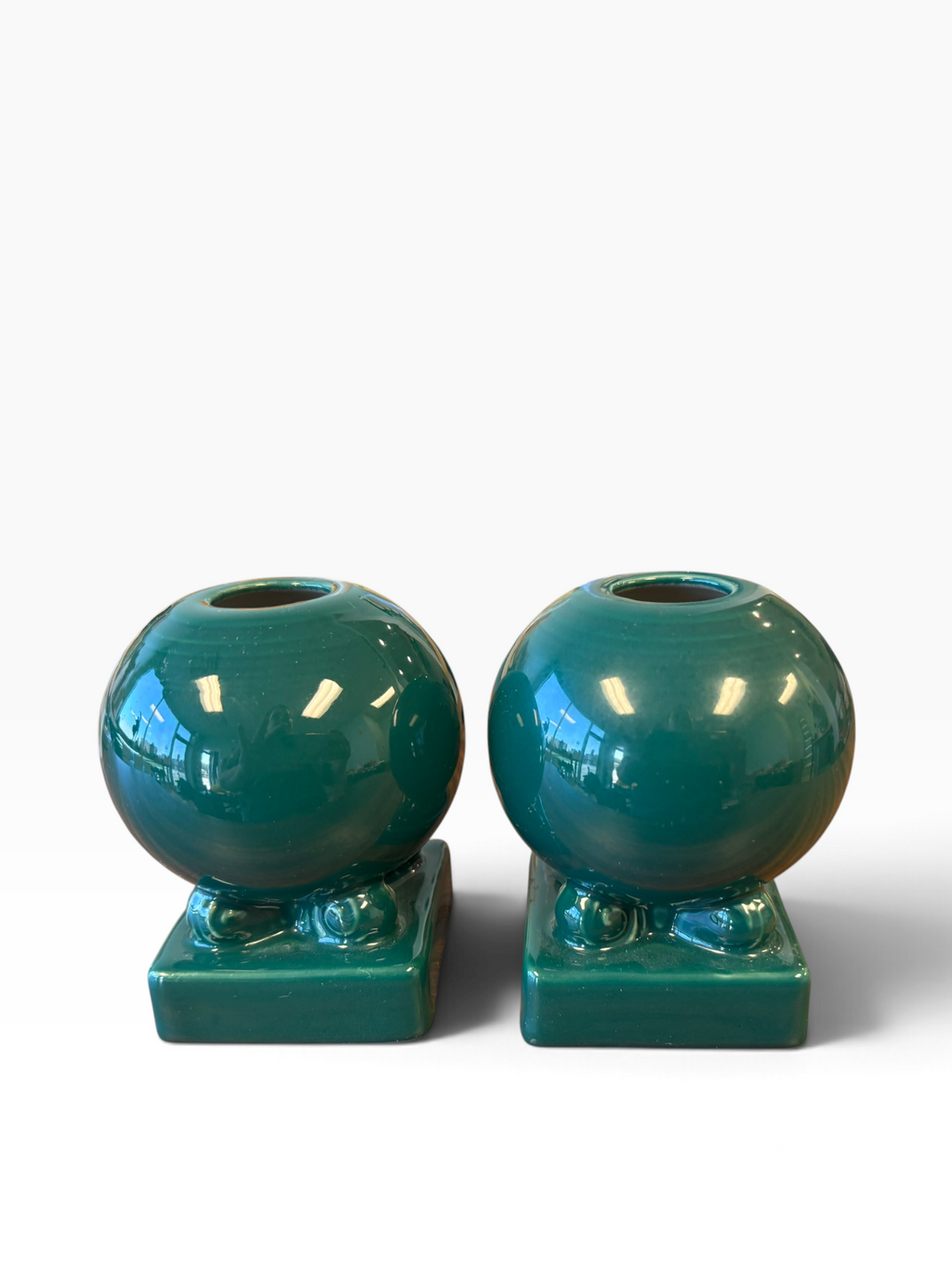 Fiesta Evergreen Round Bulb Candle Holder Pair
