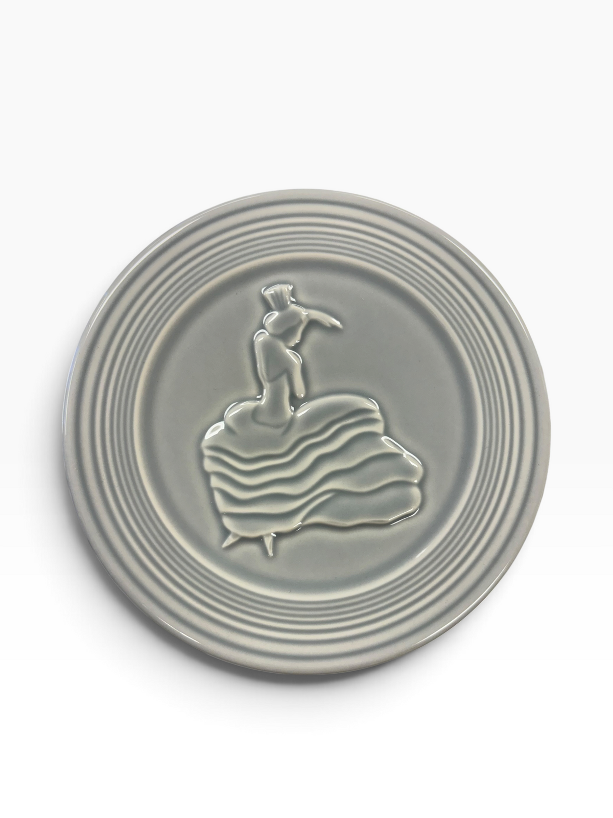 Fiesta Pearl Gray Dancing Lady Trivet 6" Retired Hot Plate