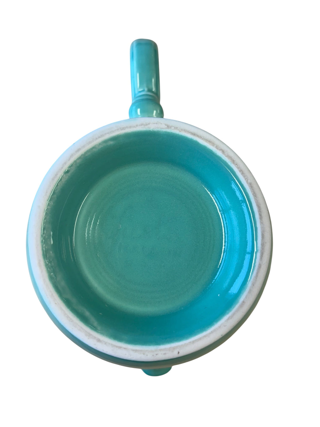 This is a Fiesta Fiestaware Five-cup 5-cup Ring Handled Tea Pot with Lid in Sea Mist Green. lead-free, Post 1986, Retired Color Retired Shape
