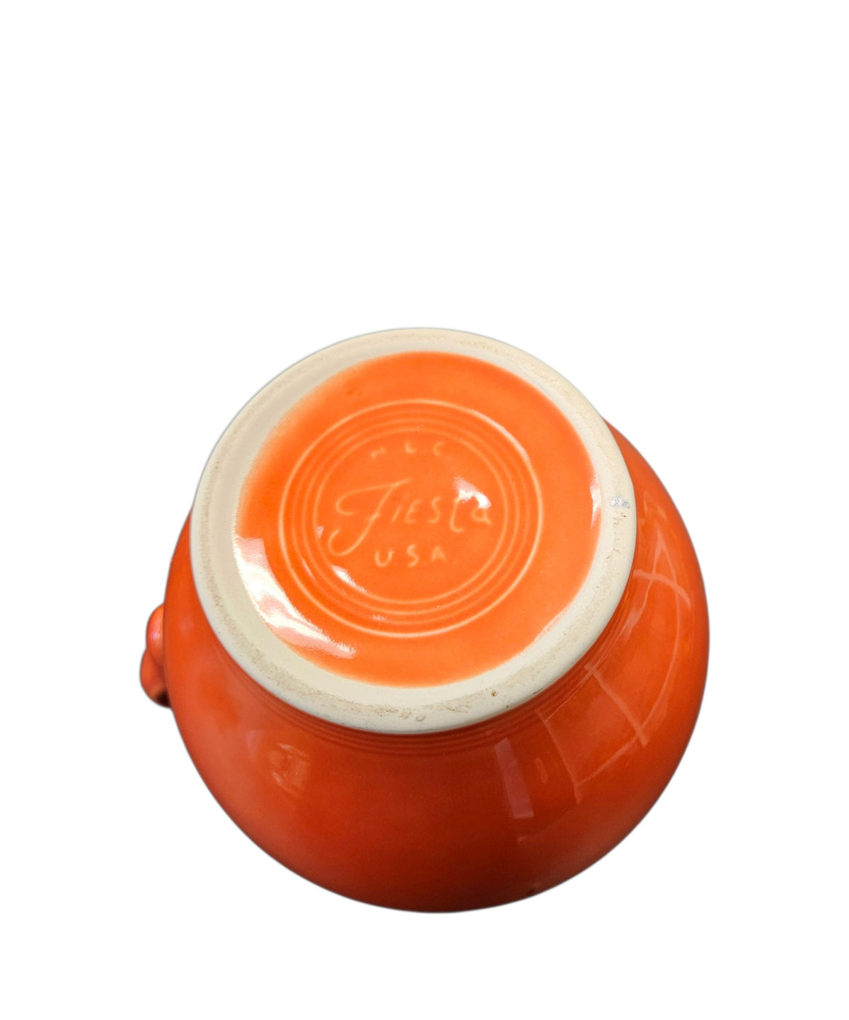 This is a Fiesta Fiestware small 60 Ounce Carafe in persimmon. Lead-free Post 1986 Retired color retired shape
