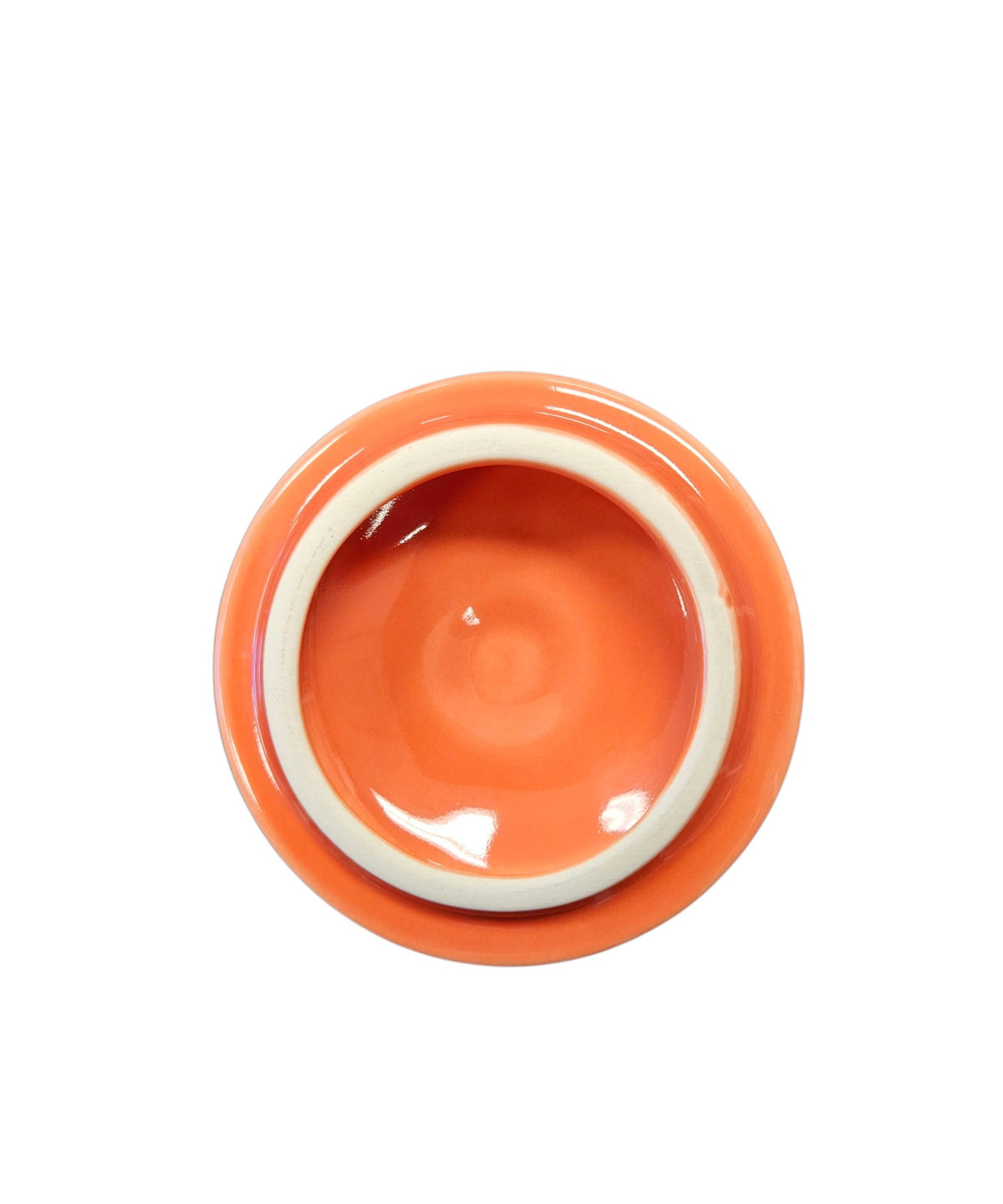 This is a Fiesta Fiestaware Individual Sugar Bowl With Lid in Persimmon. lead-free, Post 1986, Retired Color Retired Shape
