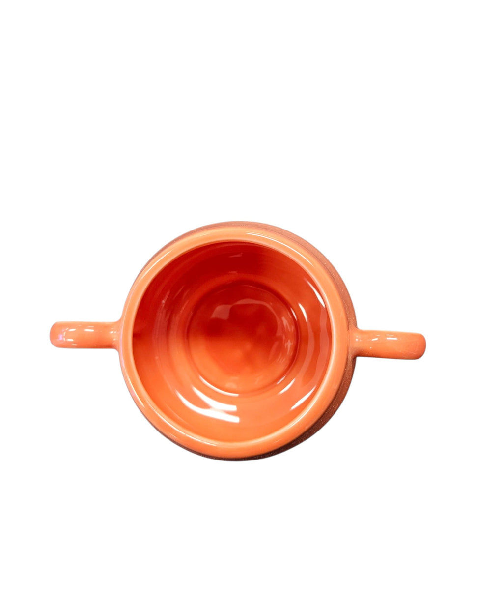 This is a Fiesta Fiestaware Creamer Pitcher Sugar Bowl with Lid on Figure Eight 8 Tray Set in persimmon lead-free, Post 1986, Retired Color Retired Shape
