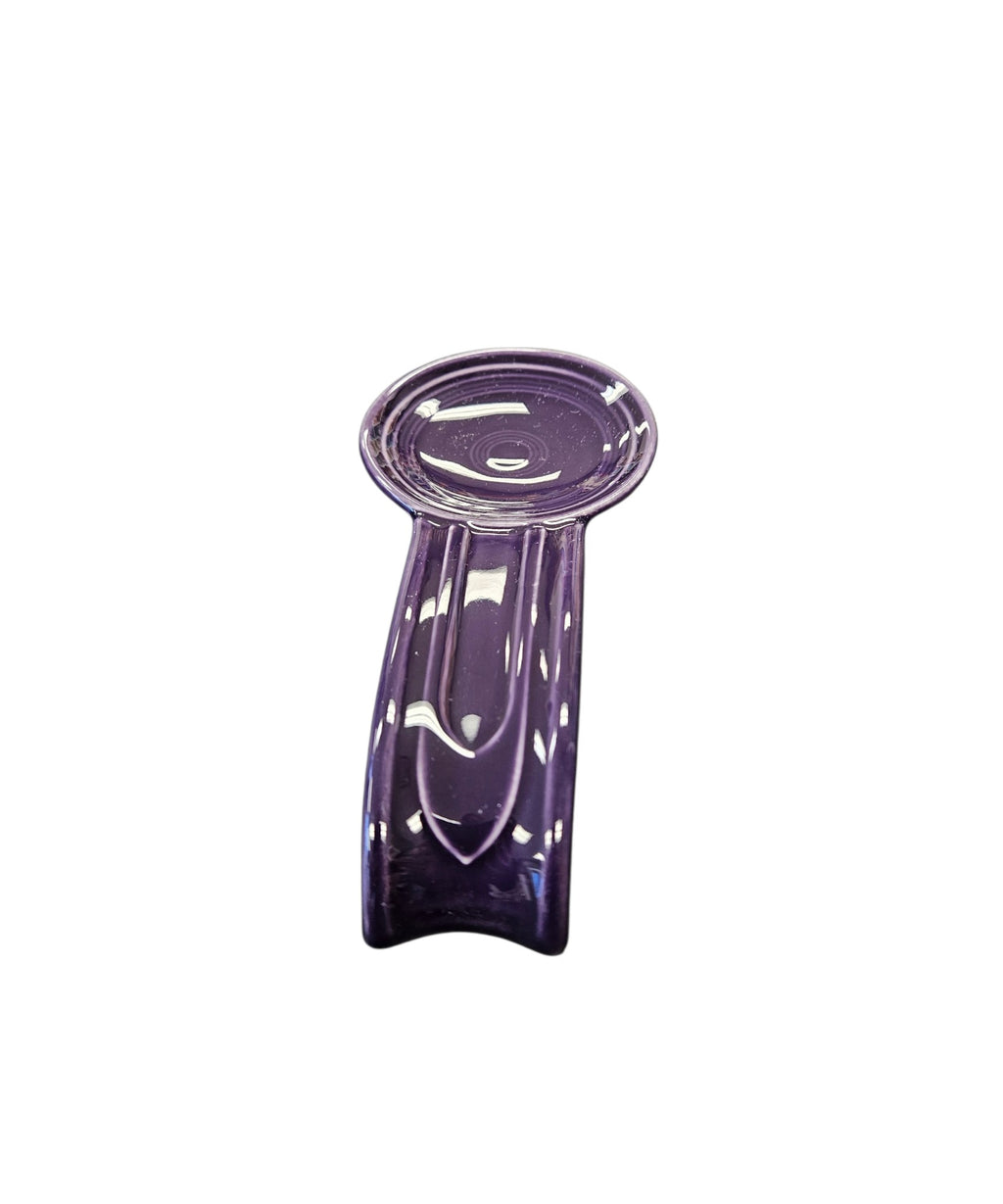 This is a Fiesta Fiestaware Classic Small Spoon Rest in Plum. lead-free, Post 1986, Retired Color Retired Shape
