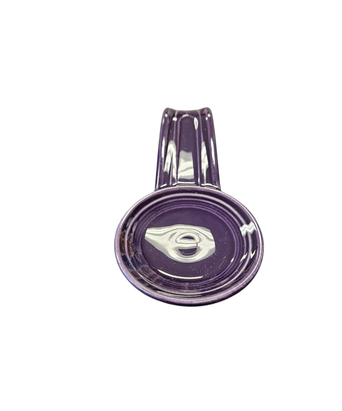 This is a Fiesta Fiestaware Classic Small Spoon Rest in Plum. lead-free, Post 1986, Retired Color Retired Shape
