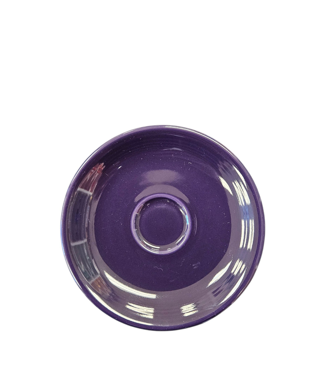 This is a Fiesta Fiestaware After Dinner AD Ring Handled Demitasse Demi Cup and Saucer Set in Plum. lead-free, Post 1986, Retired Color Retired Shape Perfect for Espresso
