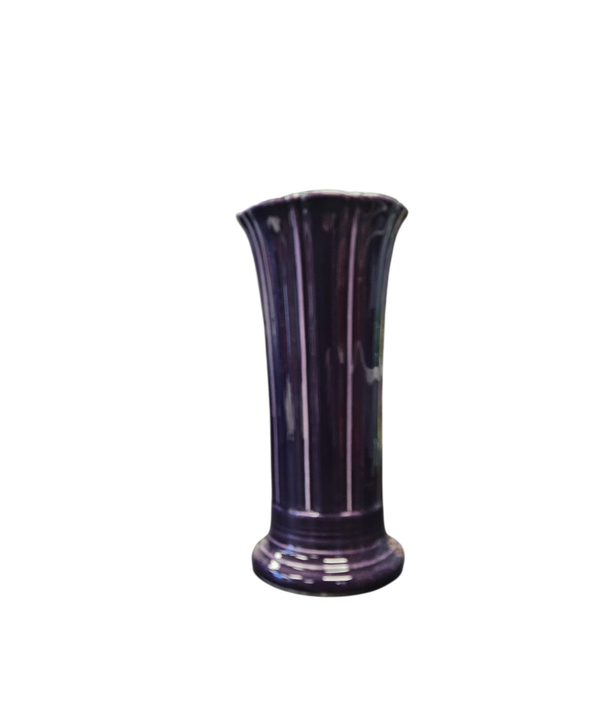 This is a Fiesta Fiestaware Small Flared Vase in Plum. 8" tall. lead-free, Post 1986, Retired Shape Retired Color
