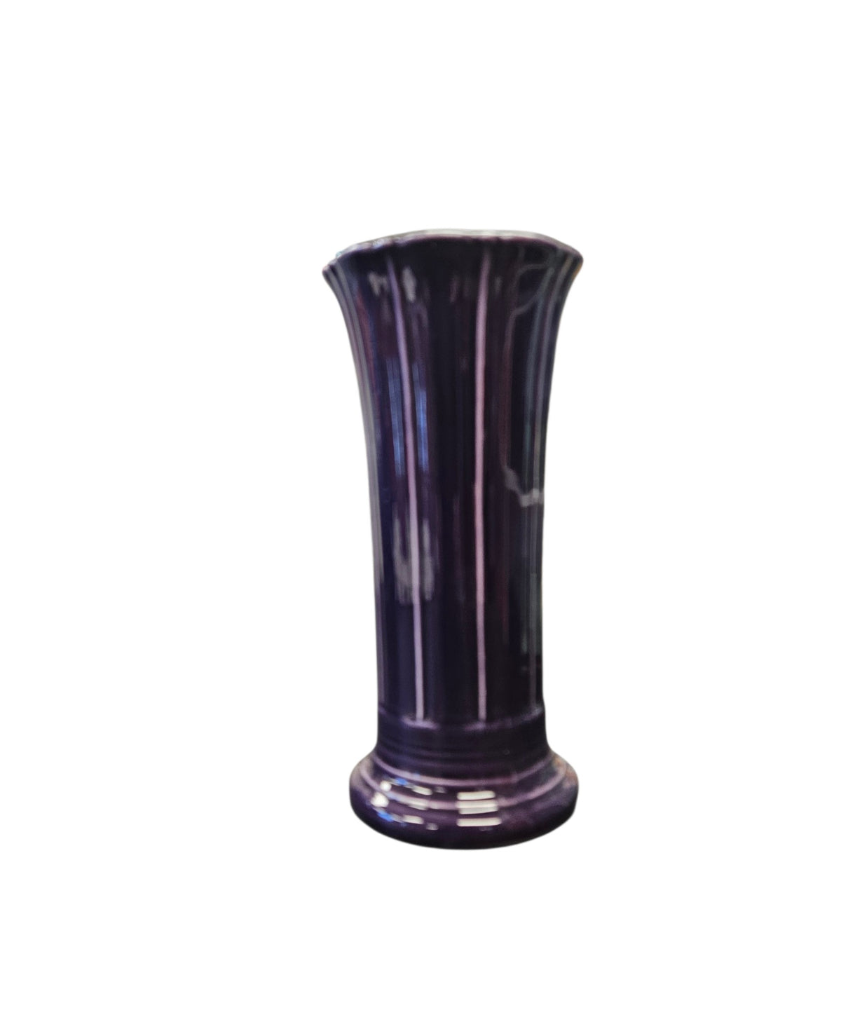 This is a Fiesta Fiestaware Small Flared Vase in Plum. 8" tall. lead-free, Post 1986, Retired Shape Retired Color
