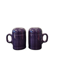 This is a Fiesta Fiestaware set of Range top Rangetop Salt and Pepper Shakers in plum. Post 1986 Retired Color Retired Shape Stove top Lead Free
