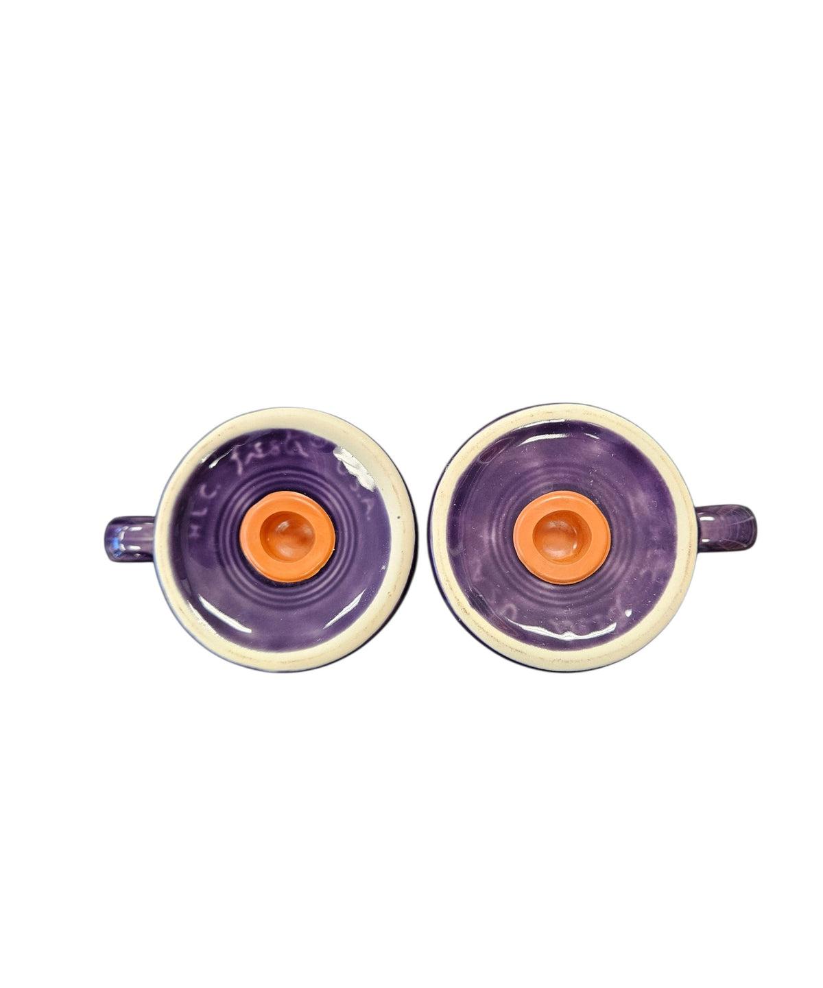 This is a Fiesta Fiestaware set of Range top Rangetop Salt and Pepper Shakers in plum. Post 1986 Retired Color Retired Shape Stove top Lead Free
