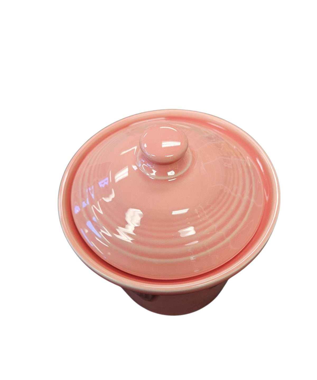 This is a Fiesta Fiestware medium 2 quart Chevon canister in Peony. Lead-free Post 1986 Retired Shape

