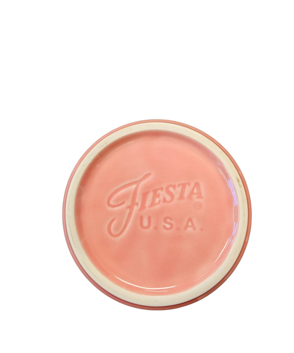 This is a Fiesta Fiestware medium 2 quart Chevon canister in Peony. Lead-free Post 1986 Retired Shape
