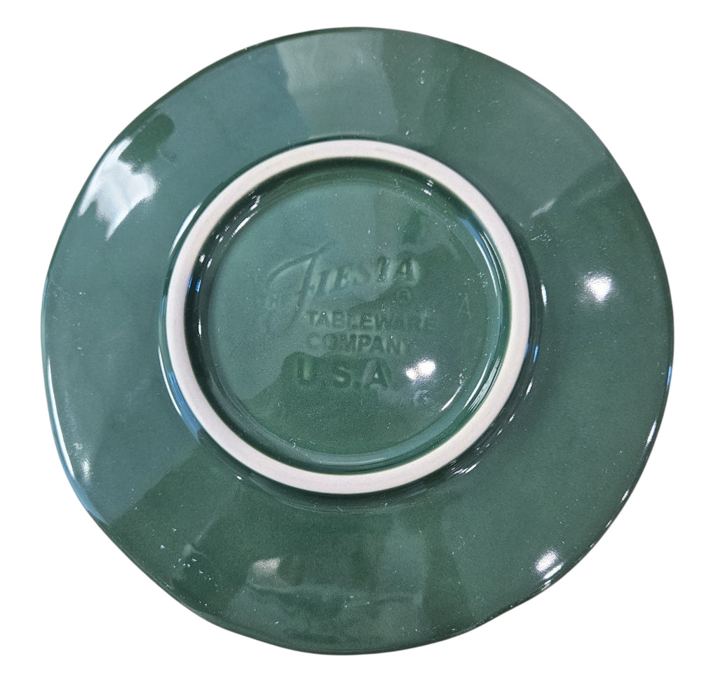 This is a Fiesta fiestaware Embossed pumpkin shaped plate in Jade. Lead free, Post 1986 Limited Production shape, Fall, Thanksgiving, Halloween
