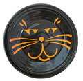This is Fiesta fiestware Classic Chop Plate featuring the Betty Crocker Black Cat decal on black. Lead free, post 1986, retired color, retired decal, Hard to Find, Halloween
