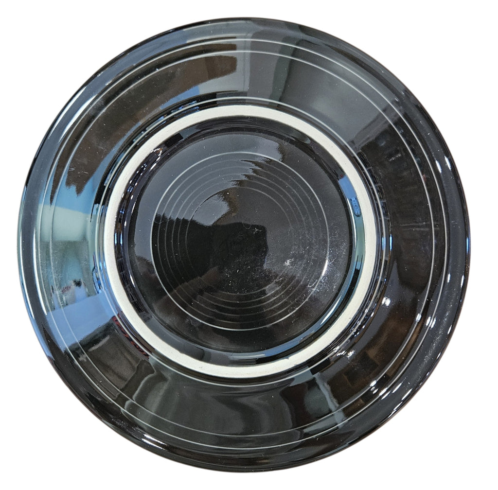 This is Fiesta fiestware Classic Chop Plate featuring the Betty Crocker Black Cat decal on black. Lead free, post 1986, retired color, retired decal, Hard to Find, Halloween
