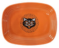 This is a Fiesta fiestaware Rectangular Platter featuring the Black Cat decal on poppy. Lead free, Post 1986, Halloween
