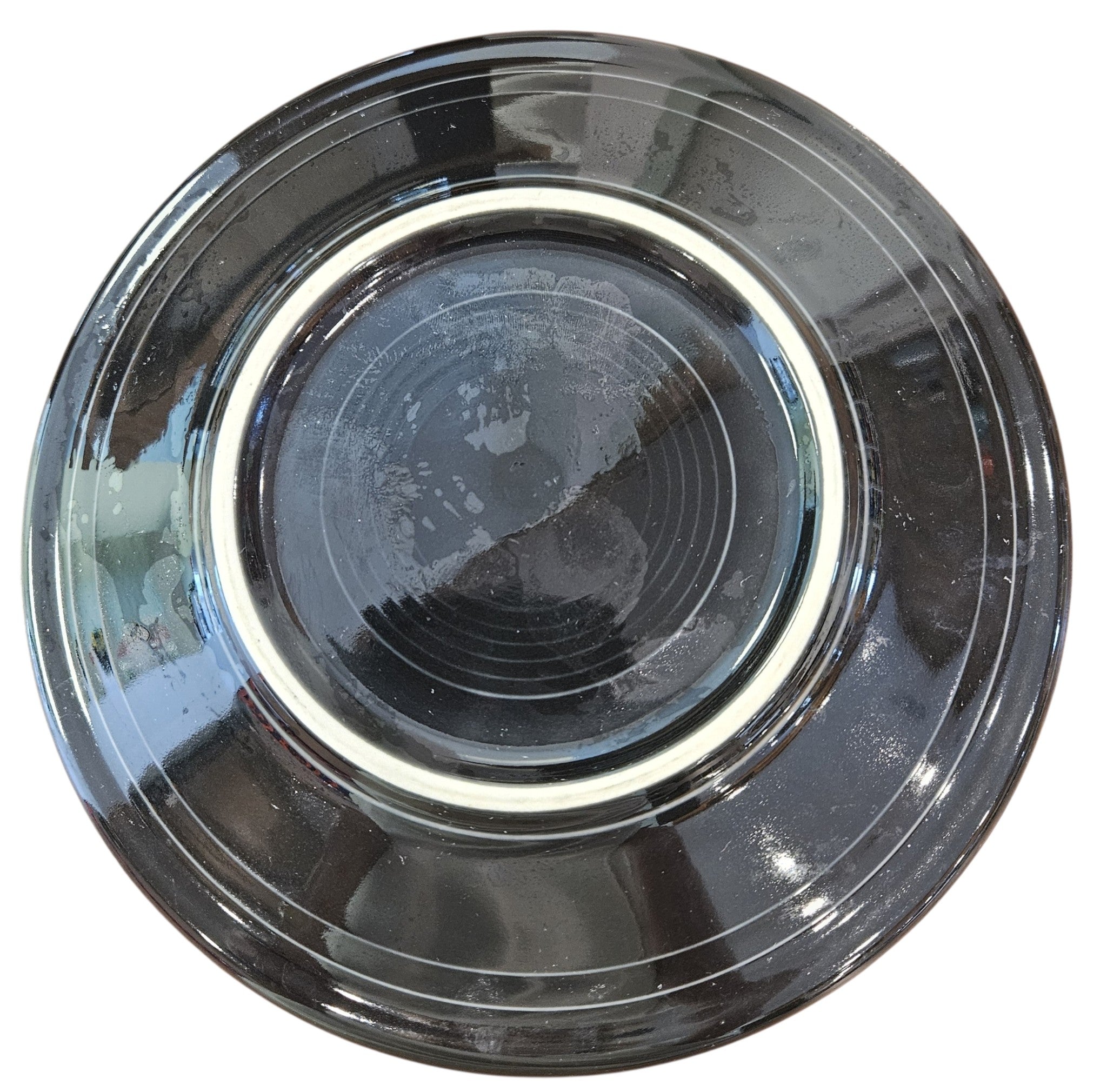 This is a Fiesta fiestware classic luncheon plate featuring the Moon Lit Witch decal on black. Lead free Post 1986 Retired Color Retired Decal, Halloween
