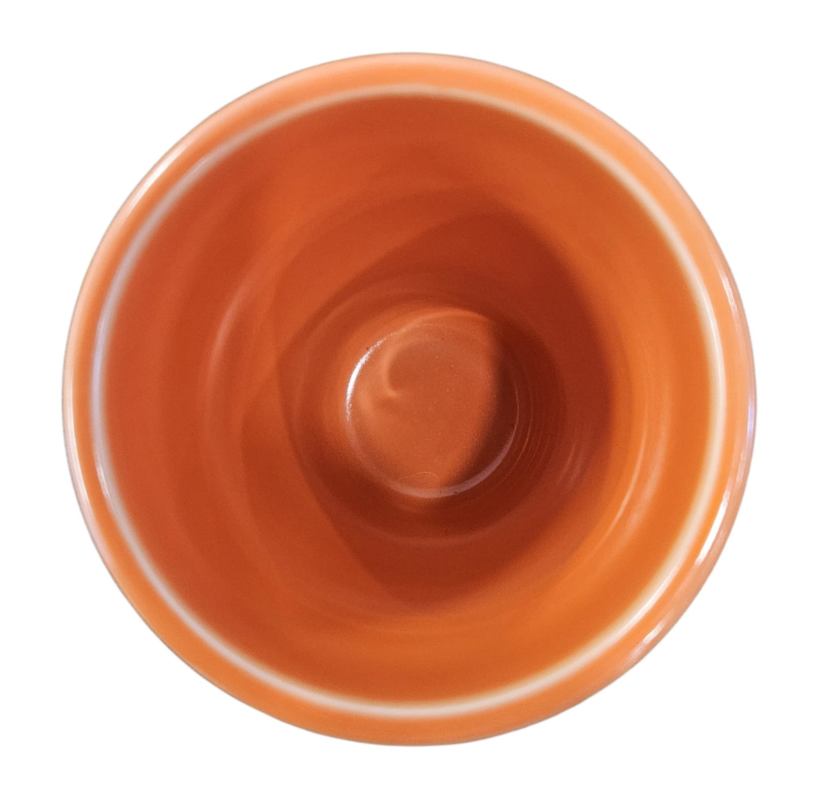 This is a Fiesta fiestaware Bathroom Tumbler featuring the FTCCO exclusive Happy Pumpkin decal on poppy. Lead free, Post 1986, Fall, Thanksgiving, Halloween
