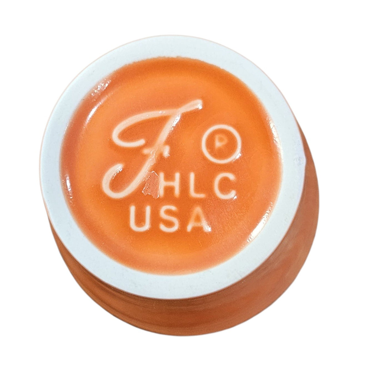 This is a Fiesta fiestaware Bathroom Tumbler featuring the FTCCO exclusive Happy Pumpkin decal on poppy. Lead free, Post 1986, Fall, Thanksgiving, Halloween
