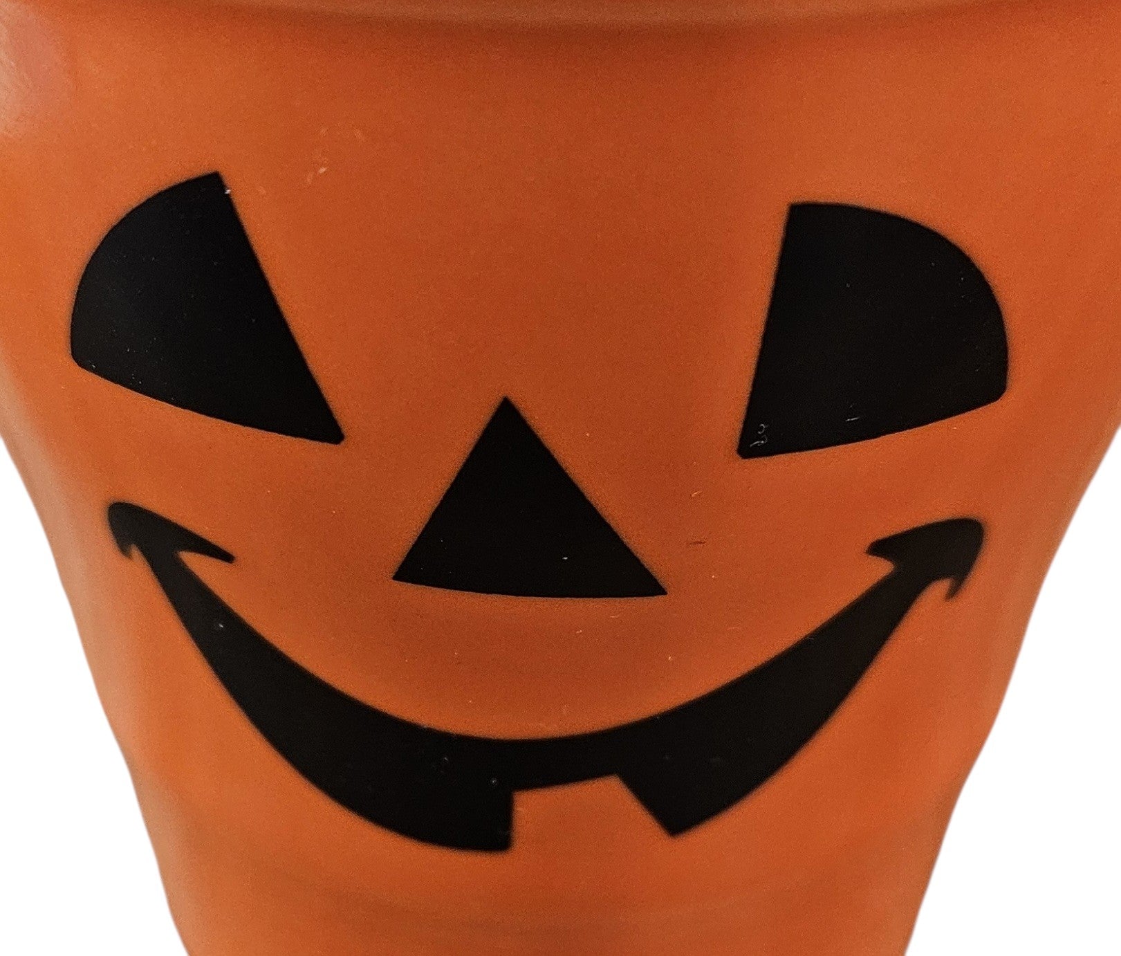 This is a Fiesta fiestaware Bathroom Tumbler featuring the FTCCO exclusive Happy Pumpkin decal on poppy. Lead free, Post 1986, Fall, Thanksgiving, Halloween
