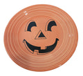This is a Fiesta fiestaware Classic Luncheon Plate featuring the Carson's Exclusive Pumpkin decal on persimmon. Lead free, Post 1986 retired decal, retired color, Halloween
