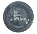 This is a Fiesta fiestaware Classic Luncheon Plate featuring Happy Halloween Spider Web decal on slate. Lead free, Post 1986, Halloween, Retired Color, Retired Decal.
