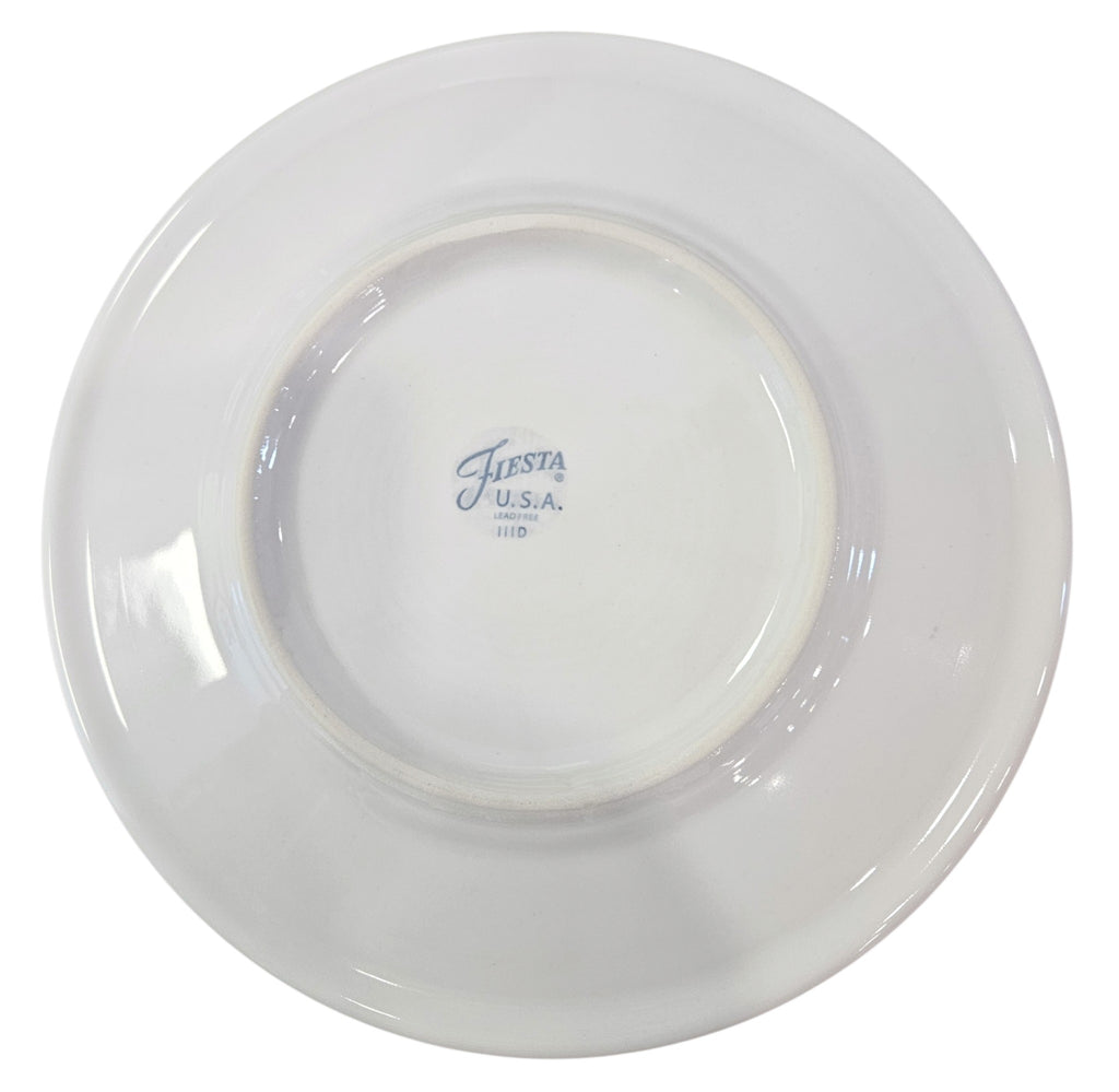 This is a Fiesta fiestaware Classic Luncheon Plate featuring the Mystical Halloween Skull decal on white. Lead free, Post 1986, Retired Decal, Halloween
