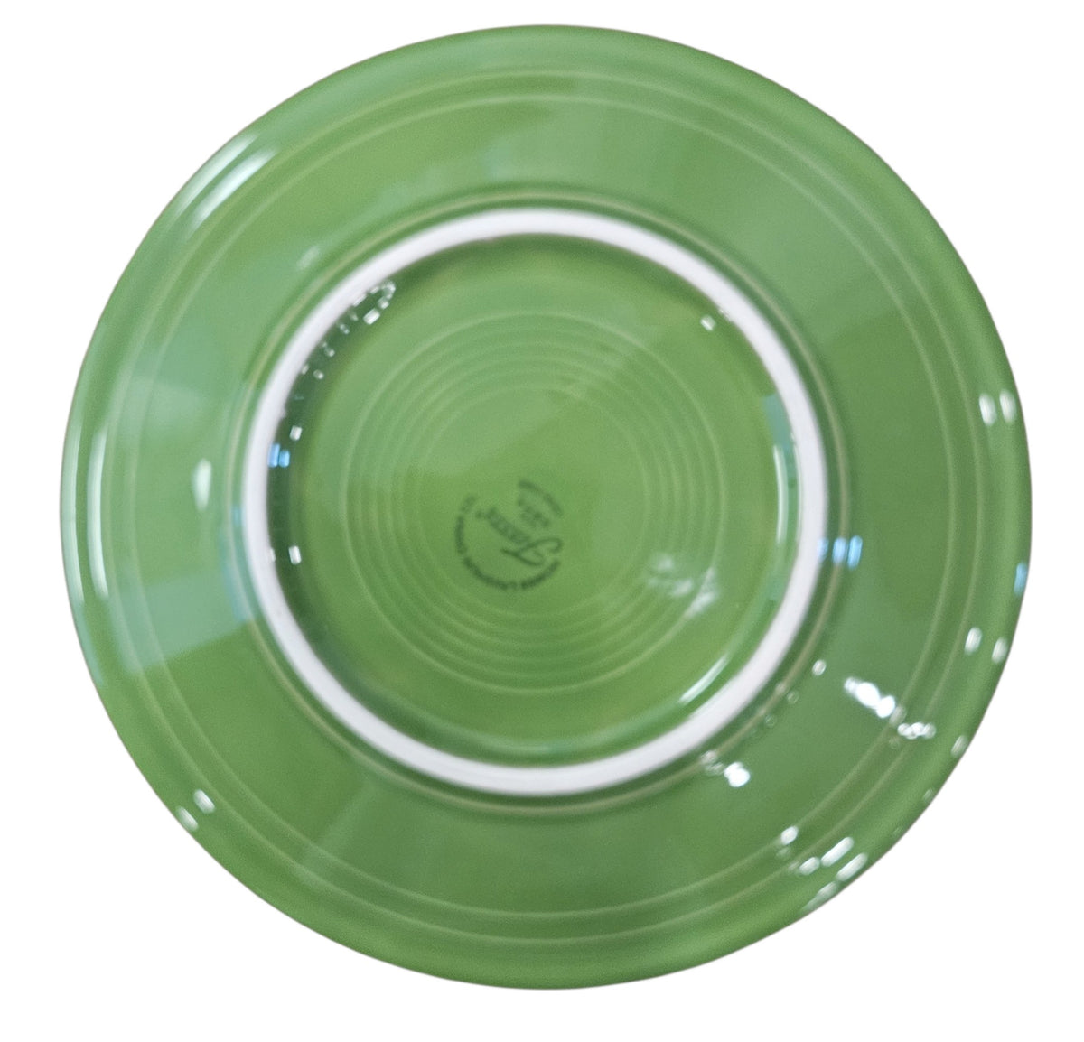 This is a Fiesta fiestware classic luncheon plate featuring the Moon Lit Witch decal on shamrock. Lead free Post 1986 Retired Color, Retired Decal, Halloween
