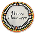 This is a Fiesta fiestaware Classic Luncheon Plate featuring the Harlequin Happy Halloween decal on white. Lead free, Post 1986, Retired Decal, Halloween
