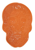 This is Fiesta fiestware Embossed Skull & Vine Skull shaped plate on poppy. Lead free, post 1986,  retired shape, Halloween, Factory Outlet Exclusive, Rare, Hard to Find 
