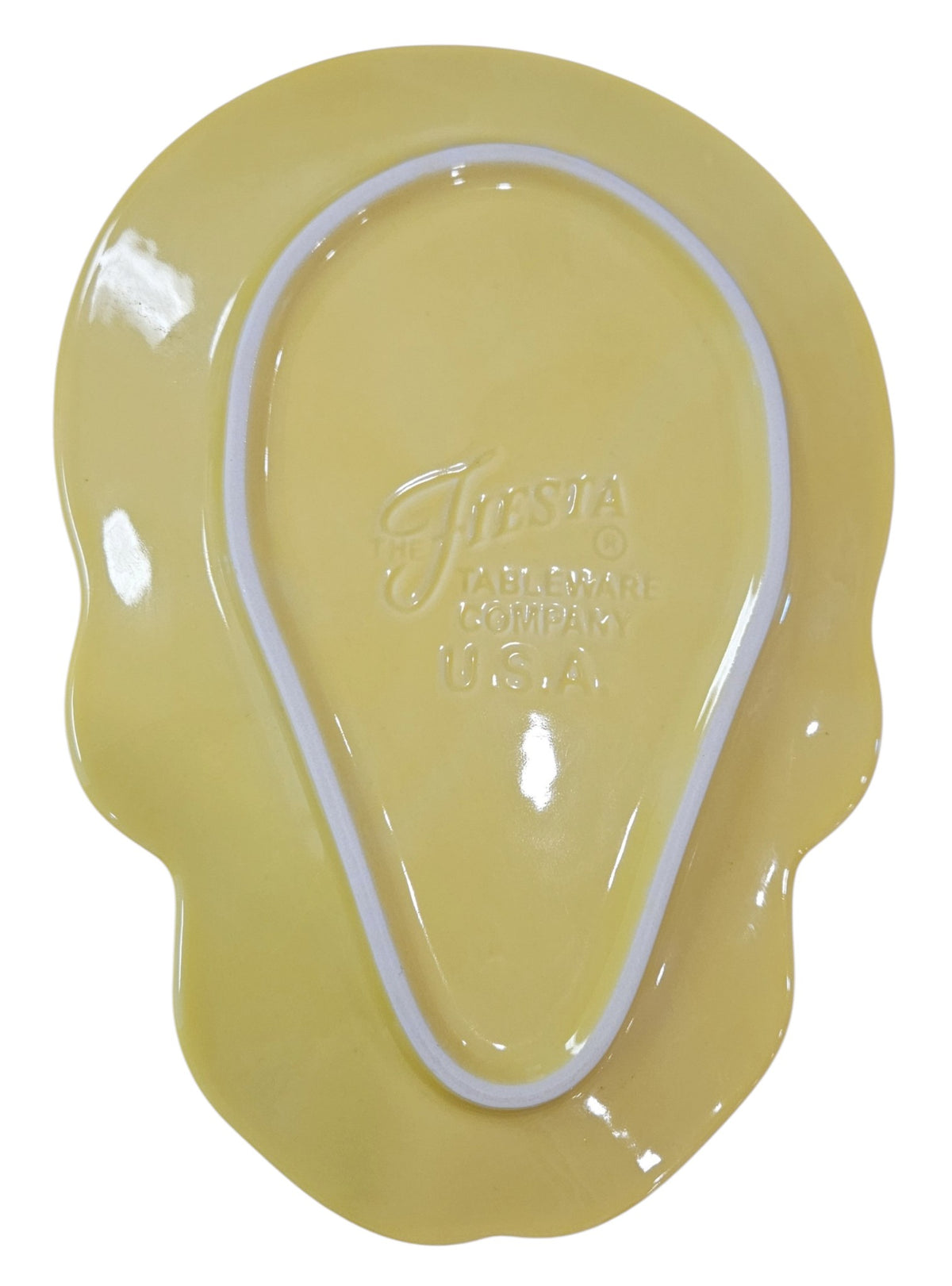 This is Fiesta fiestware Embossed Skull & Vine Skull shaped plate on sunflower. Lead free, post 1986,  retired color, retired shape, Halloween, Factory Outlet Exclusive, Rare, Hard to Find 
