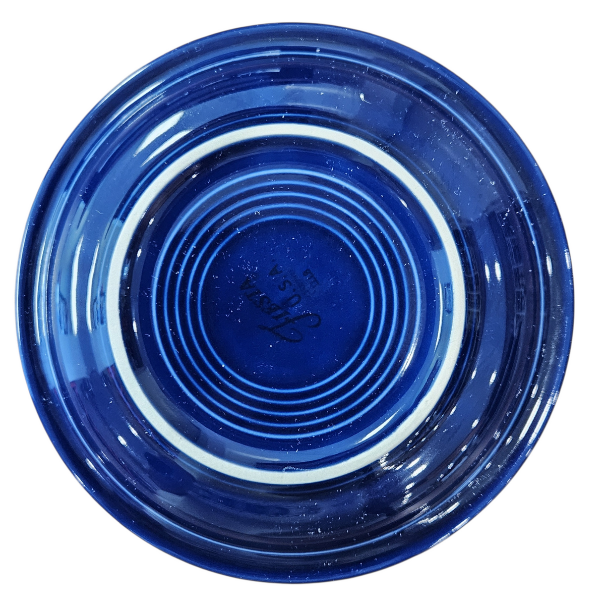 This is Fiesta fiestware Bistro Appetizer Plate featuring the Skull & Vine decal on twilight. Lead free, post 1986,  retired decal, retired color, Halloween
