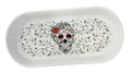 This is Fiesta fiestware Bread Tray featuring the Skull & Vine decal on white. Lead free, post 1986,  retired decal, Halloween
