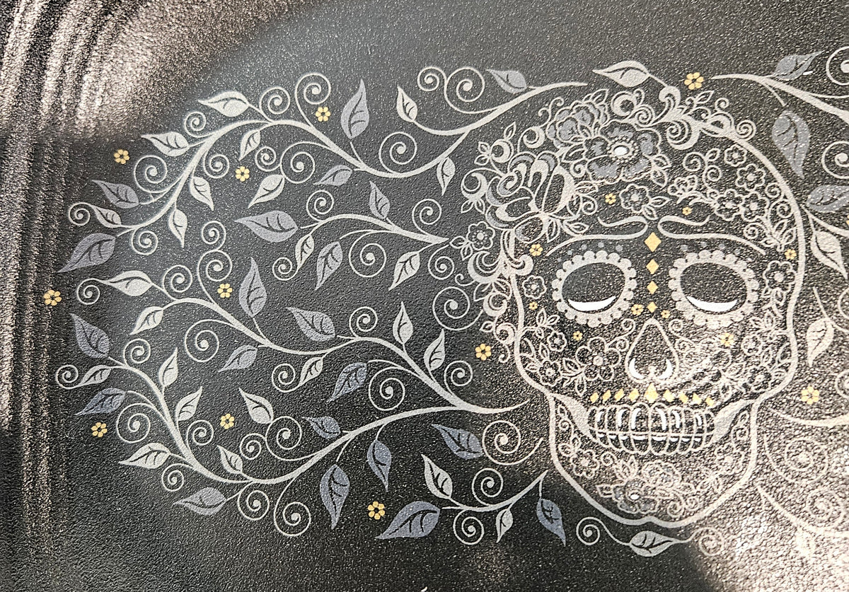 This is Fiesta fiestware Rectangular Platter featuring the Skull & Vine decal on black/foundry. Lead free, post 1986,  retired decal, limited production color, Halloween
