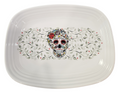 This is Fiesta fiestware Rectangular Platter featuring the Skull & Vine decal on white. Lead free, post 1986,  retired decal, Halloween
