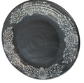 This is Fiesta fiestware Classic Chop Plate featuring the Skull & Vine border decal on black/foundry. Lead free, post 1986,  retired decal, limited production color, Halloween
