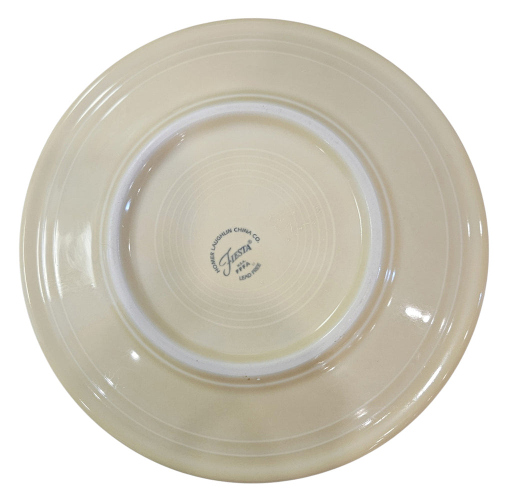 This is a Fiesta fiestaware Classic Luncheon Plate featuring the Pumpkin Spice and Everything Nice decal on Ivory. Lead free, Post 1986 Retired Decal, Retired Color, Fall, Pumpkin, Thanksgiving

