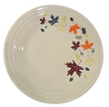 This is a Fiesta fiestaware Classic Luncheon Plate featuring Belk's exclusive Autumn Leaves decal on ivory. Lead free, Post 1986 Retired Decal, Retired Color, Fall, Thanksgiving

