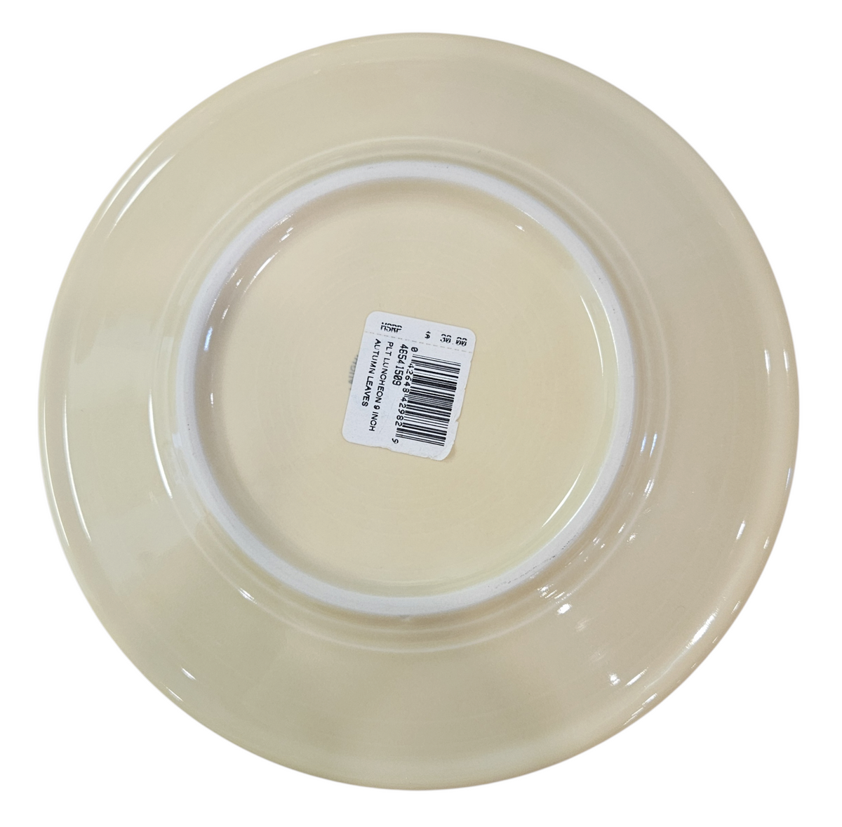 This is a Fiesta fiestaware Classic Luncheon Plate featuring Belk's exclusive Autumn Leaves decal on ivory. Lead free, Post 1986 Retired Decal, Retired Color, Fall, Thanksgiving
