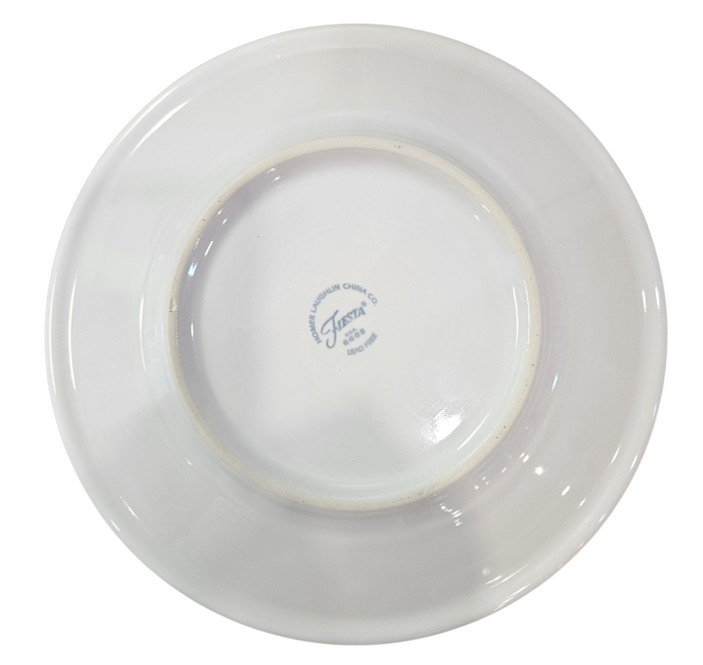 This is a Fiesta fiestaware Classic Luncheon Plate featuring the Belk Exclusive Autumn Farm Truck decal on white. Lead free, post 1986,  retired decal, Halloween, Fall, Pumpkin, Thanksgiving
