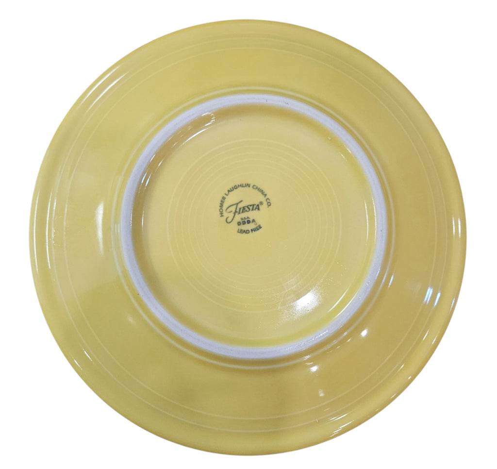This is a Fiesta fiestaware Classic Luncheon Plate featuring the Whoo Owl decal on sunflower. Lead free, Post 1986, Halloween, Retired Color, Retired Decal.
