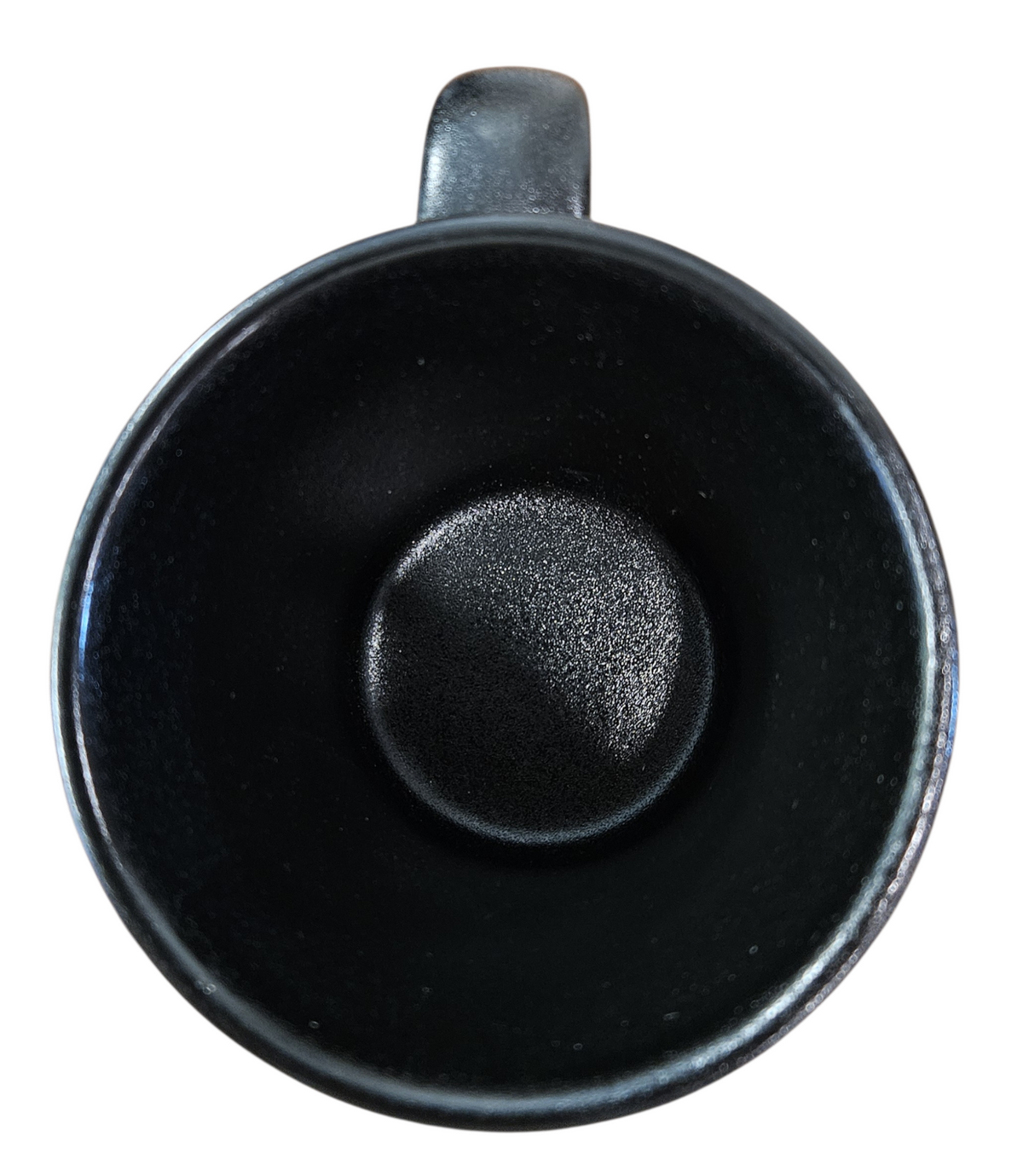 This is Fiesta fiestware Tapered Mug featuring the Trio of Happy Pumpkins decal on black/foundry. Lead free, post 1986, retired decal, limited production color, Halloween
