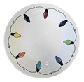 This is a Fiesta Fiestaware Classic Luncheon Plate featuring the decal sometimes called Bon-Ton's Christmas Lights, String of Lights, or Holiday Lights on White. Post 1986, Lead-free, Christmas, Tree, Decorated, Retired Decal
