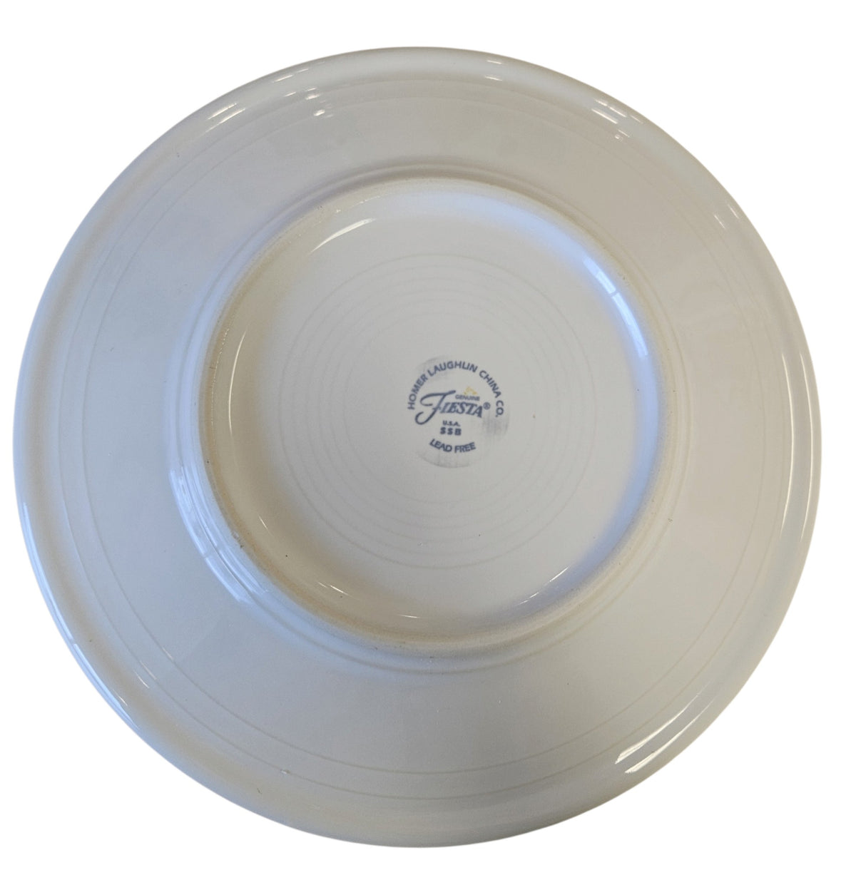This is a Fiesta Fiestaware Classic Luncheon Plate featuring the decal sometimes called Bon-Ton's Christmas Lights, String of Lights, or Holiday Lights on White. Post 1986, Lead-free, Christmas, Tree, Decorated, Retired Decal
