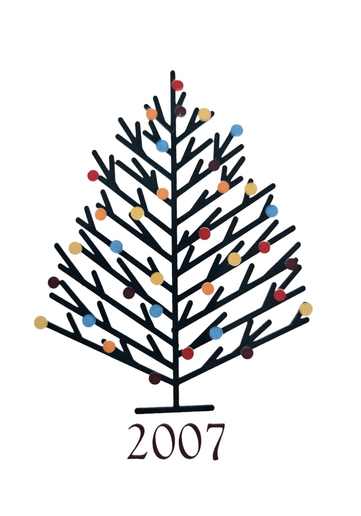 This is a Fiesta Fiestaware Chop Plate featuring JC Penney's exclusive 2007 String of Lights, AKA Light Motif on White. Post 1986, Lead-free, Christmas, Tree, Decorated, Decal
